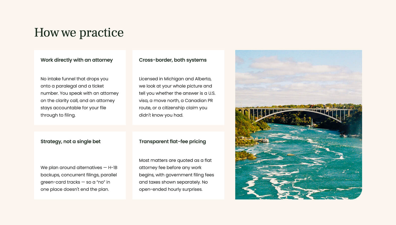 Crossing Frontiers immigration law firm — website design