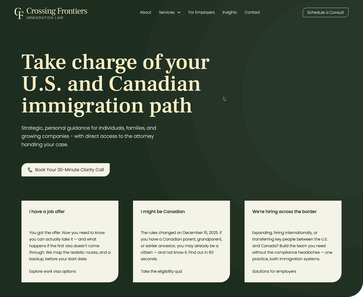 Crossing Frontiers immigration law firm — project detail
