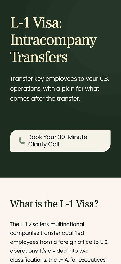 Crossing Frontiers immigration law firm — mobile website design