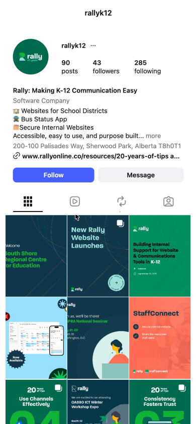 Rally K12 — mobile website design