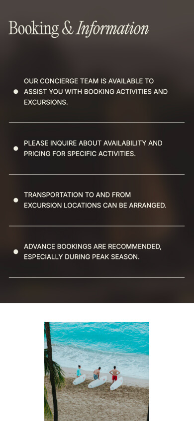 Shangri-La Beach Resort — mobile website design